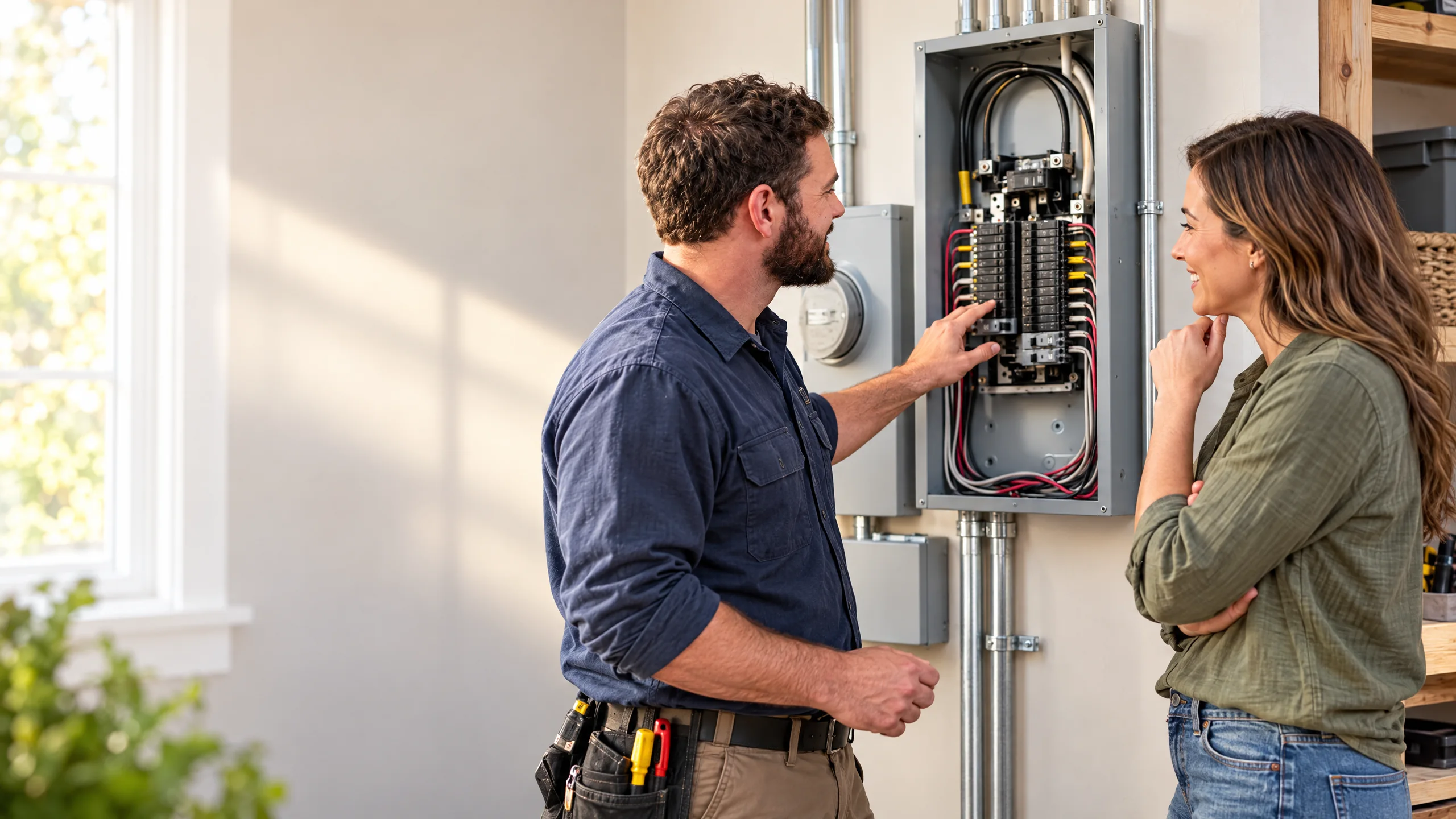 Electrical contractor reviewing a residential renovation plan