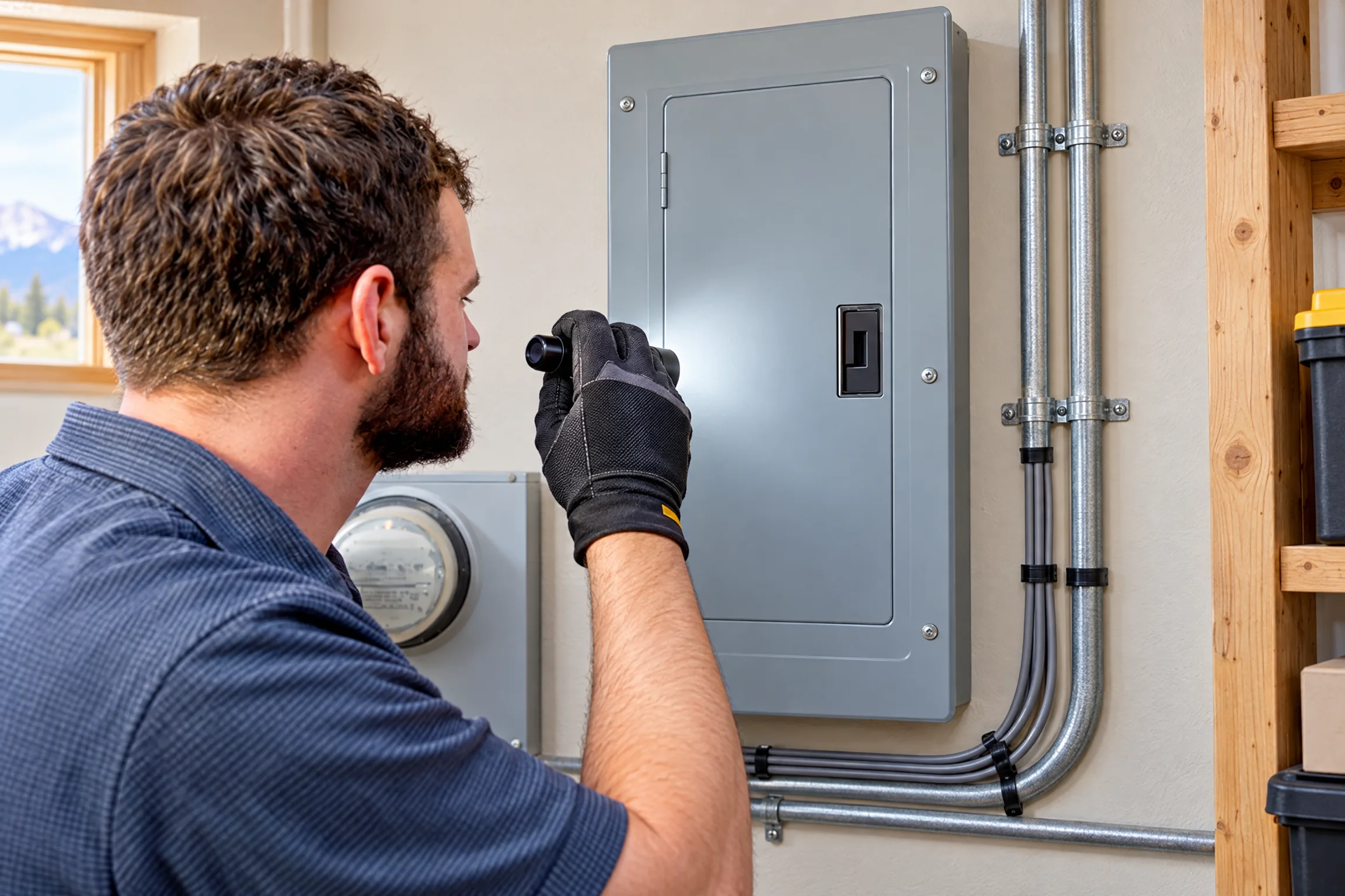 Residential electrical panel and neatly arranged wiring